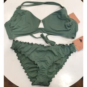 Set Bikini Green Top Sz S New